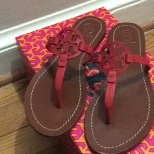 Tory Burch Red Gabriella Flat Thong Sandals